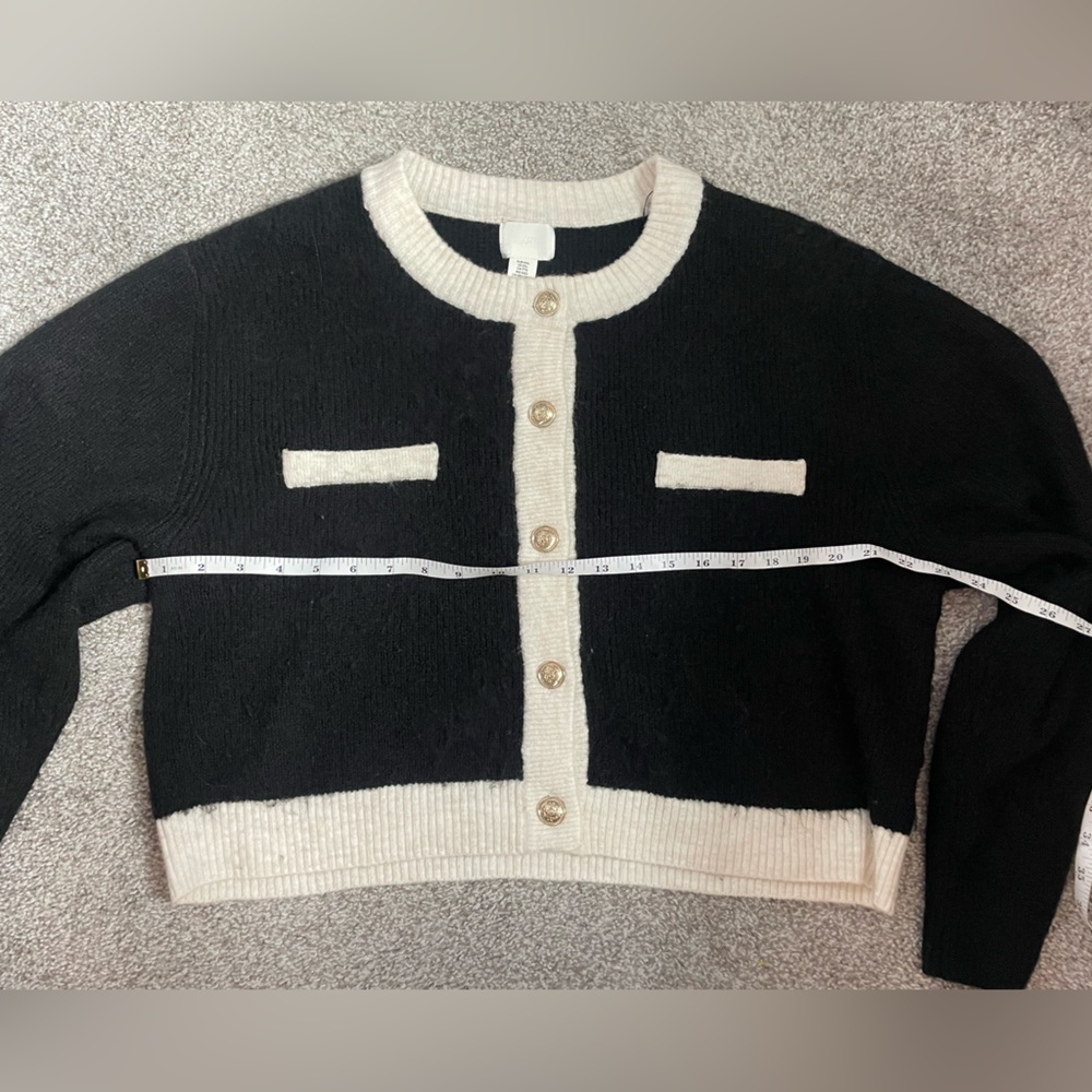 H&M Black and Cream Women's Lady Jacket Cardigan